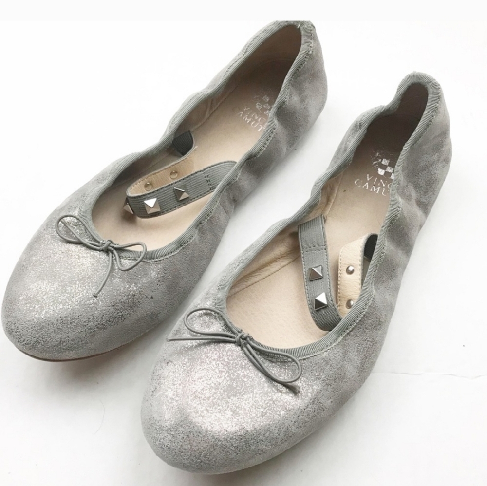 Vince Camuto NWOT Prilla Metallic Gunmetal Ballet Flats